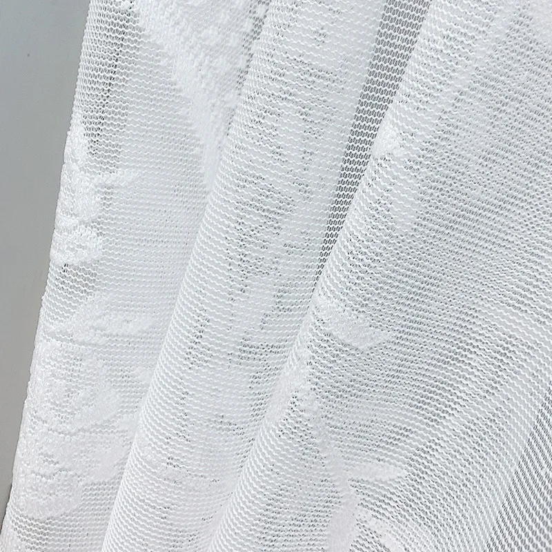 Nordic lace window screen curtain partition pull curtain white embroidered door curtain coffee curtain  home decoration 4