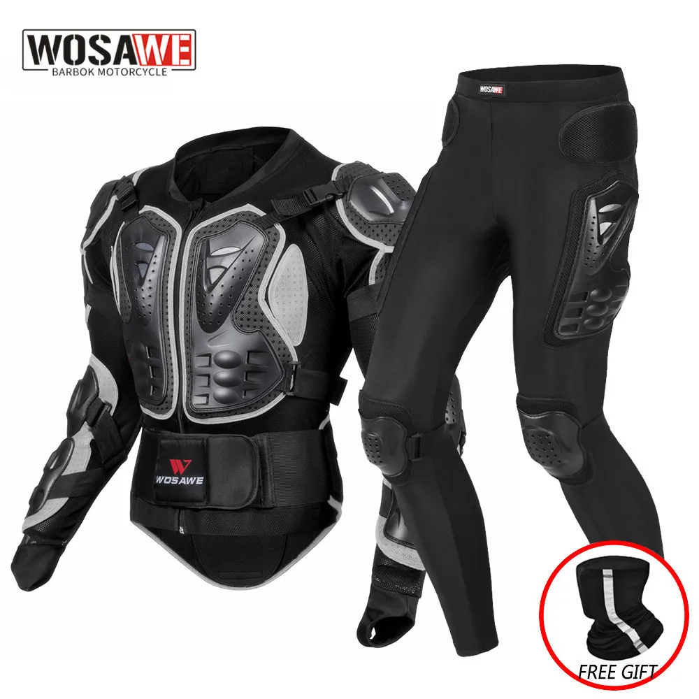 WOSAWE Motorcycle Jacket Racing Armor Protector ATV Motocross Body Protection Jacket Clothing Protective Gear Mask