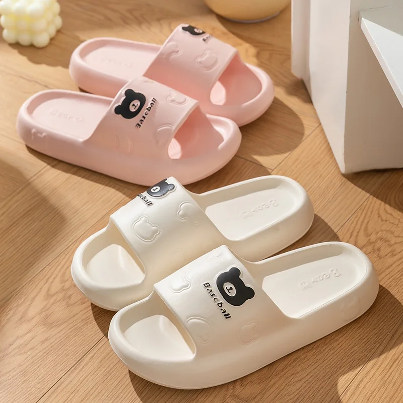 Soft Sole Anti Slippers Women's Summer 2024 New Home Bathroom Bathing Thick-soled Couple Cartoon Slippers Men's Summer 2