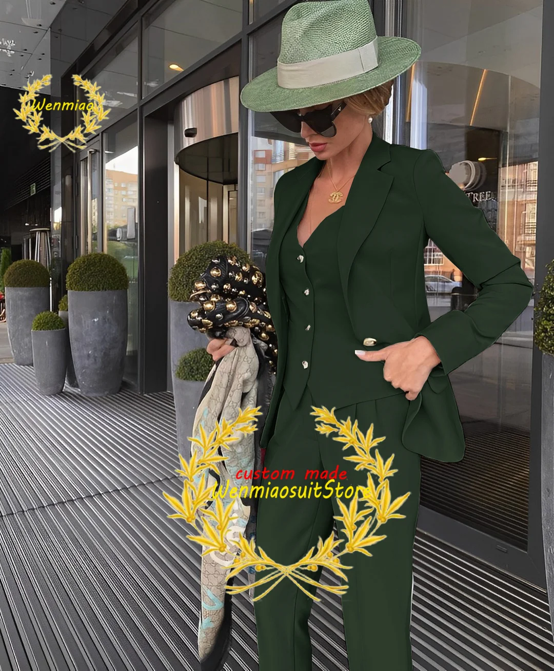 Women's Formal Suits Set, Blazer, Pants, Vest, Business Jacket, Party, Wedding Dress, Lady Outfit, 3 Pcs