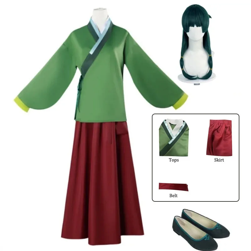 

Maomao Cosplay Costume Wig Anime The Apothecary Diaries Dress Skirt Green Top Hairpin Kusuriya No Hitorigoto Halloween for Women