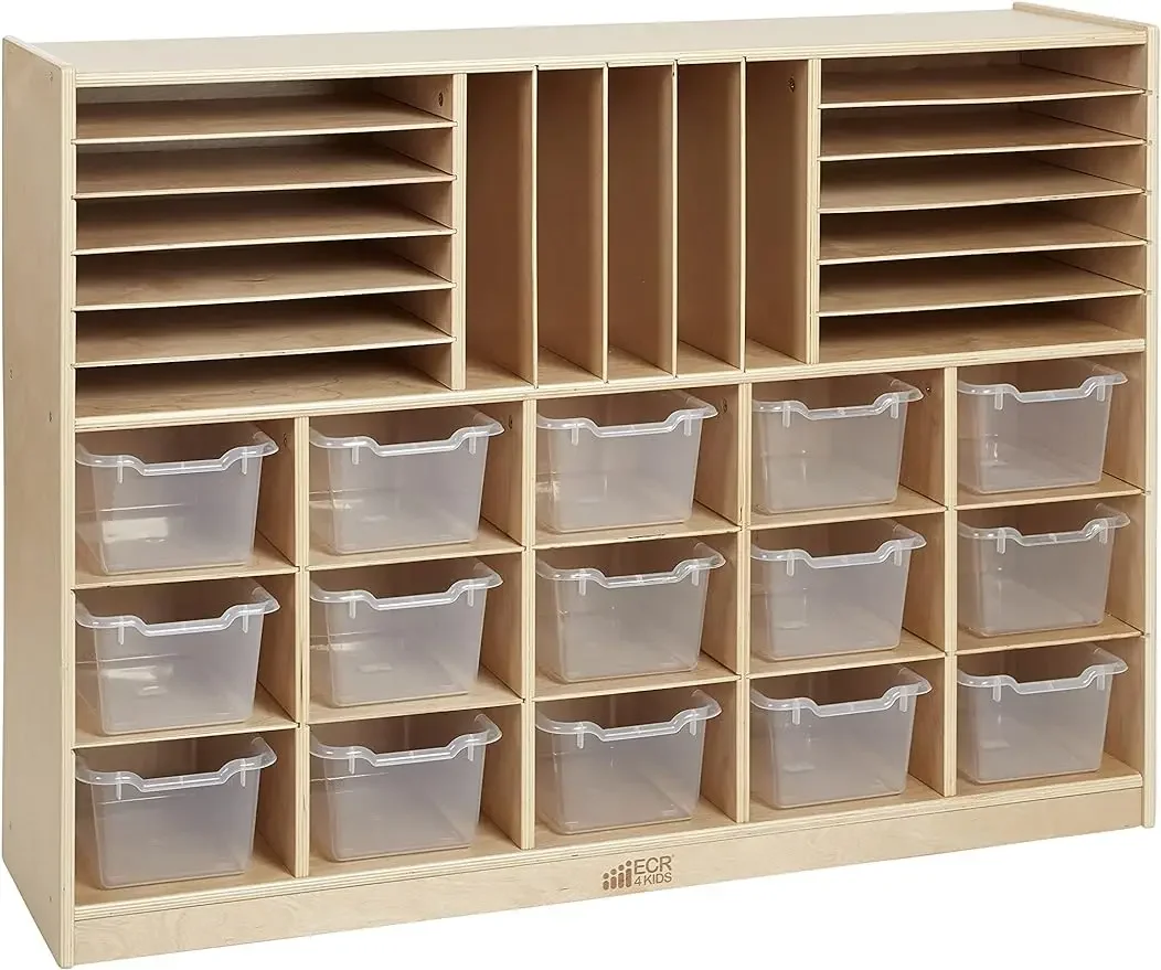 

ECR4Kids Multi-Section Mobile Storage Cabinet, Classroom Furniture, Natural