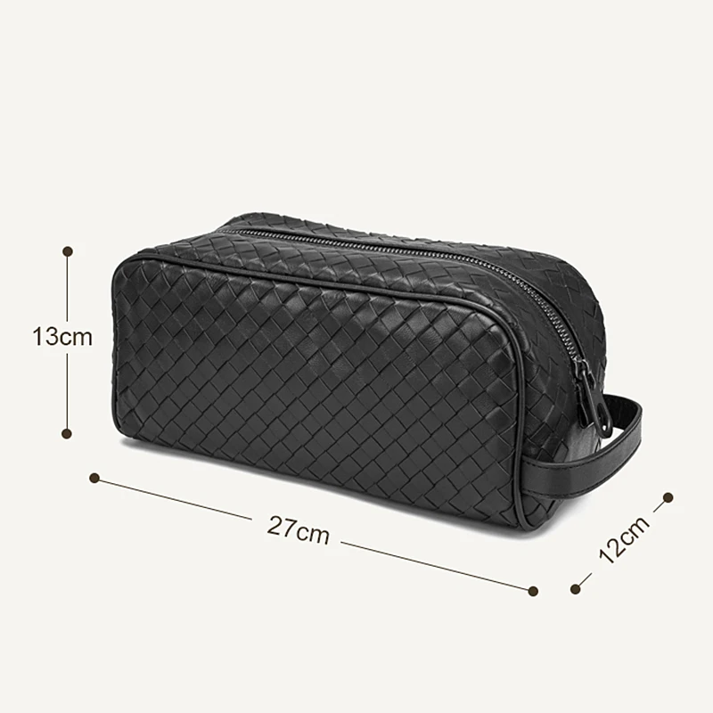 Fashion (Black)100% Leather Men Clutch Weaving Large Capacity Zipper Bag  Fashion Simple Storage Bag Luxury @ Best Price Online