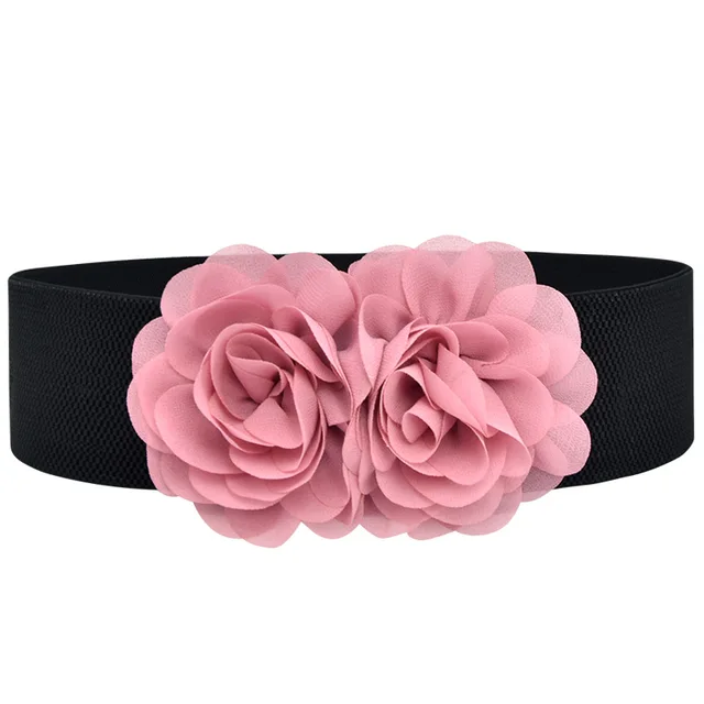 Anchos cinturones elásticos de flores de gasa mujer, cinturones de cintura gruesa, cinturón accesorio para vestido de mujer AliExpress