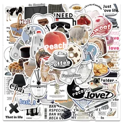 Aesthetic Black & White Decals - Simple & Cute Sticker Set for Various Surfaces (10/50PCS) (GT179-55 PCS)