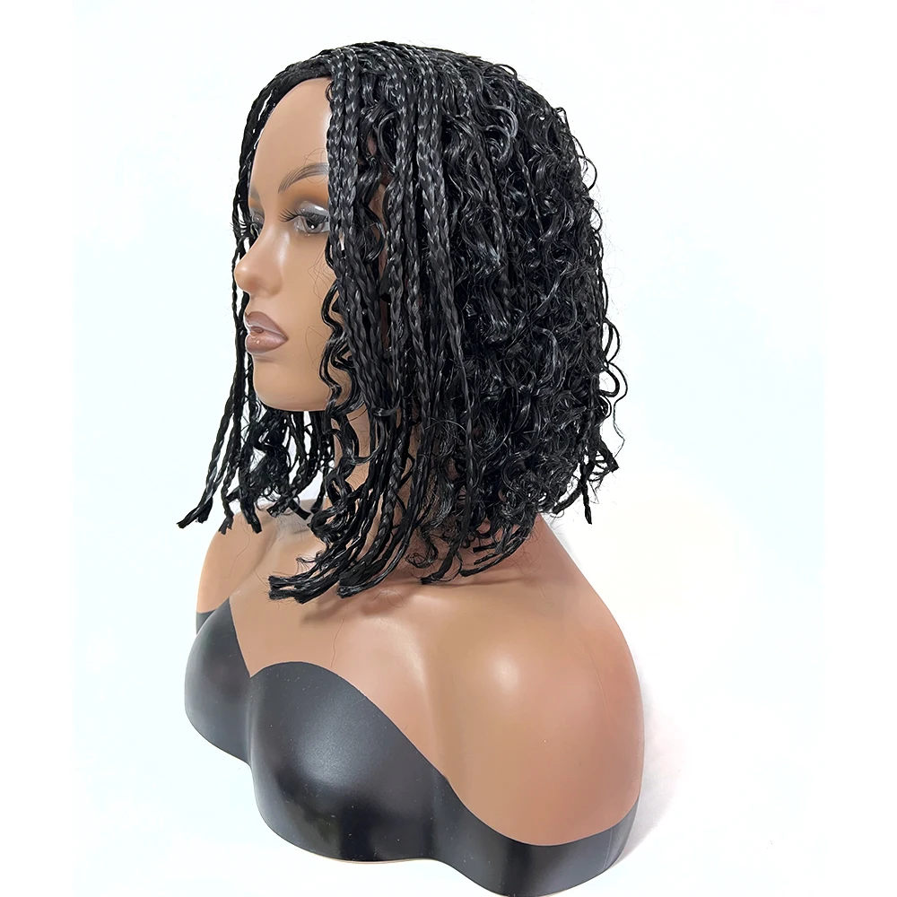 Short Curls Curly Box Braid Braided Lace Front Wig For Black Women