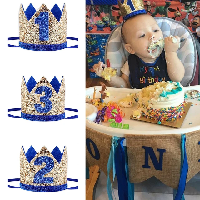 Sombrero de fiesta de cumpleaños para bebé, diadema de corona de princesa,  decoraciones de cumpleaños de 1, 2 y 3 años, suministros para fiesta de primer  cumpleaños