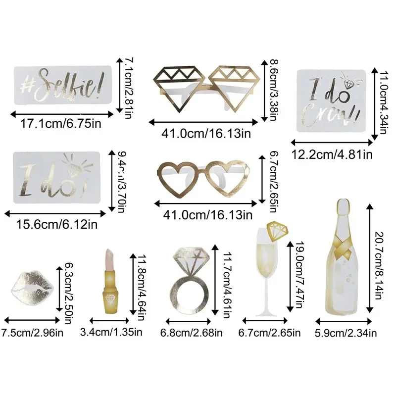 10PCS Photo Props Photobooth Just Merried Funny Glasses DIY Birthday Baby Shower Boy Girl Photo Booth Props Wedding Decorations