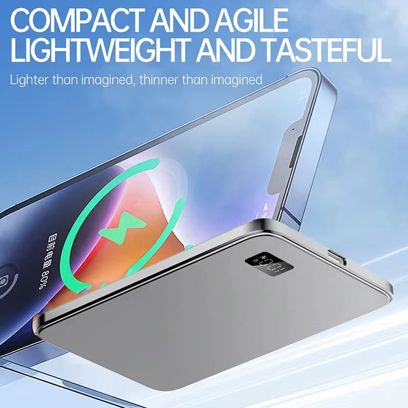 10000mAh Thin Magnetic Wireless Power Bank PD25W Fast Charging Portable External Battery 5000mAh Magnetic For iPhone Samsung 3