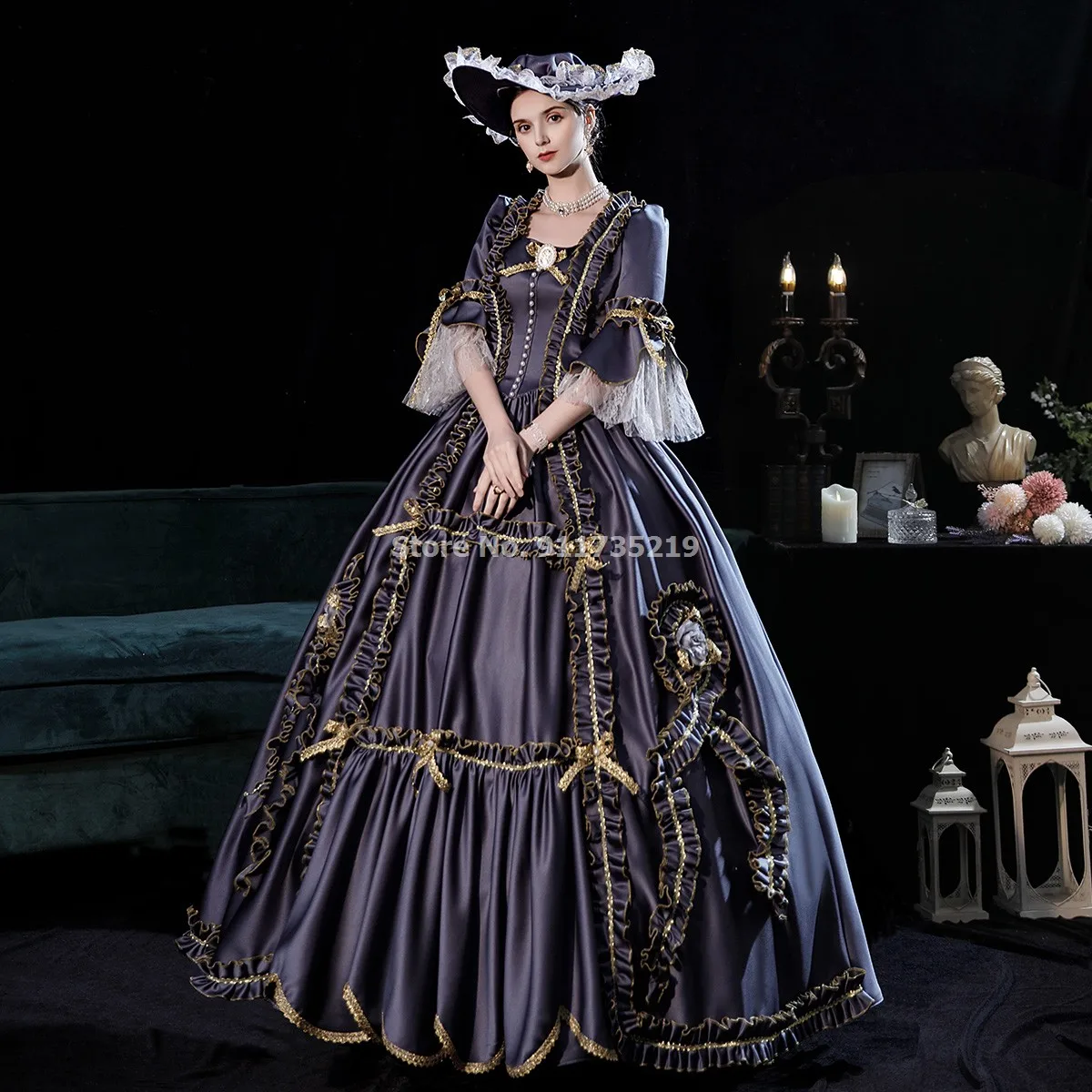 Robe De Soirée Baroque Style Marie-Antoinette | Robe Bal Victorienne & Médiévale | Pour Mariage Thématique, Gala