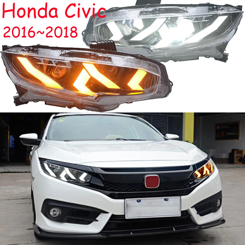 

2pcs Cars Styling Headlights For CIVIC 10th Headlight DRL 2016 2017 2018year LED Running lights Bi-Xenon Beam Fog