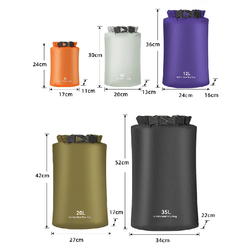초경량 방수 드라이백 아웃도어 짐싸개 캠핑 하이킹 카약용 3L/5L/12L/20L/35L