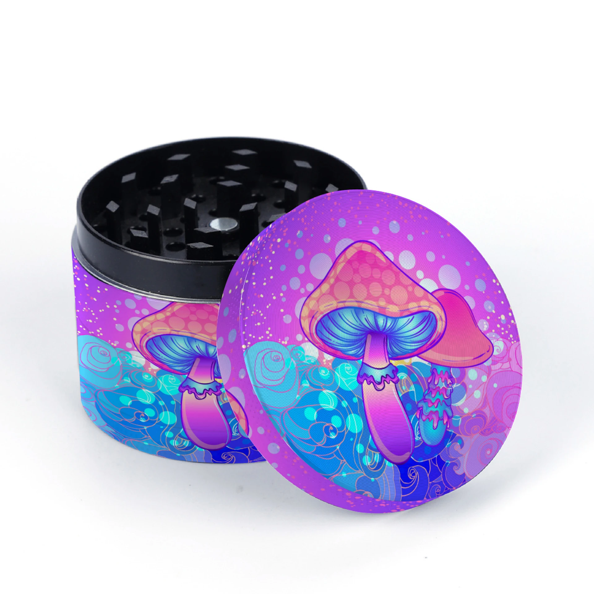 Psychedelic Mushroom Grinder - 4pc / 2 / Assorted Designs 12PC Display