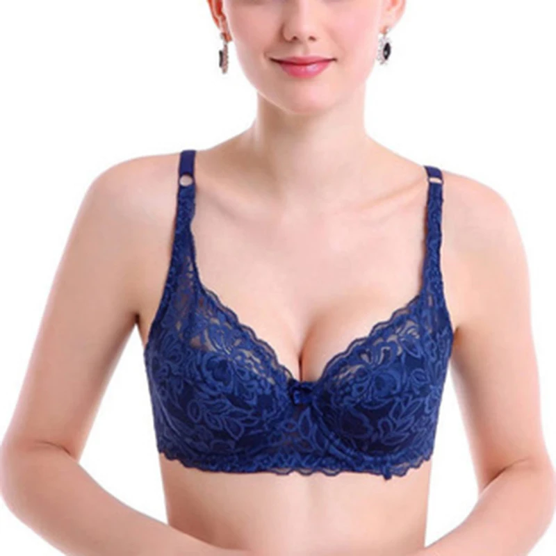 Fashion New Sexy Ladies Underwear Full Coverage Minimizer Non Padded Lace Sheer Bra Summer Thin Breathable Push Up Seamless Bra