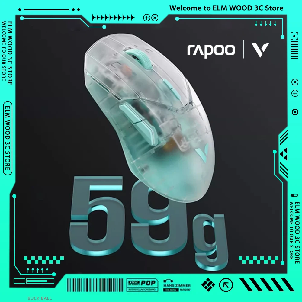 

Rapoo Vt9 Air Mouse Dual Mode Paw3398 2.4g Wireless Lightweight 8k Return Mouse E-Sports Gamer Accessory For Computer Man Gifts