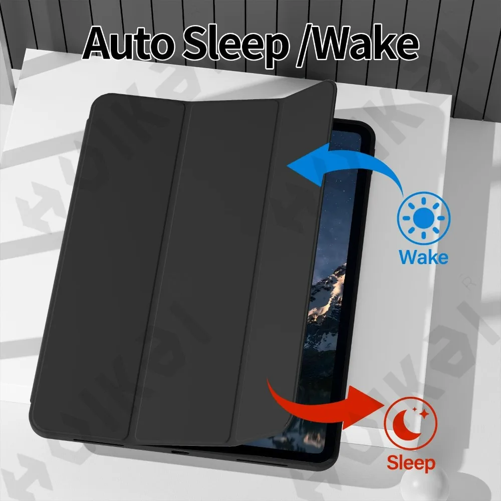 Slim Translucent Back Tri-Fold Folio Stand Protective Case