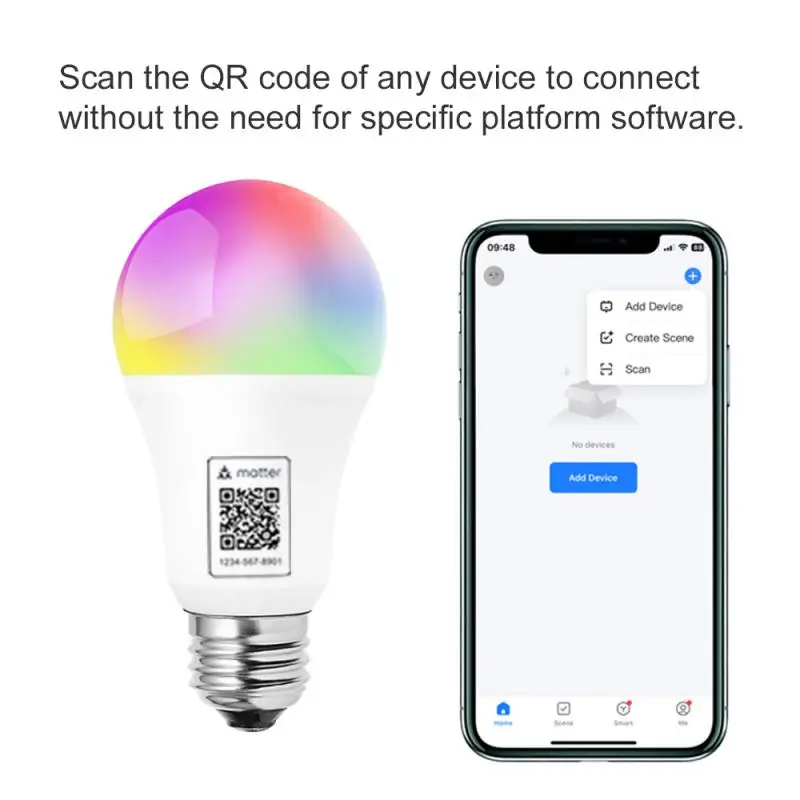 

Matter E27 Smart WiFi Light Bulb LED Lamp RGB Dimmable E27 Base Remote Control Support Alexa Home HomeKit Siri LED Bulbs