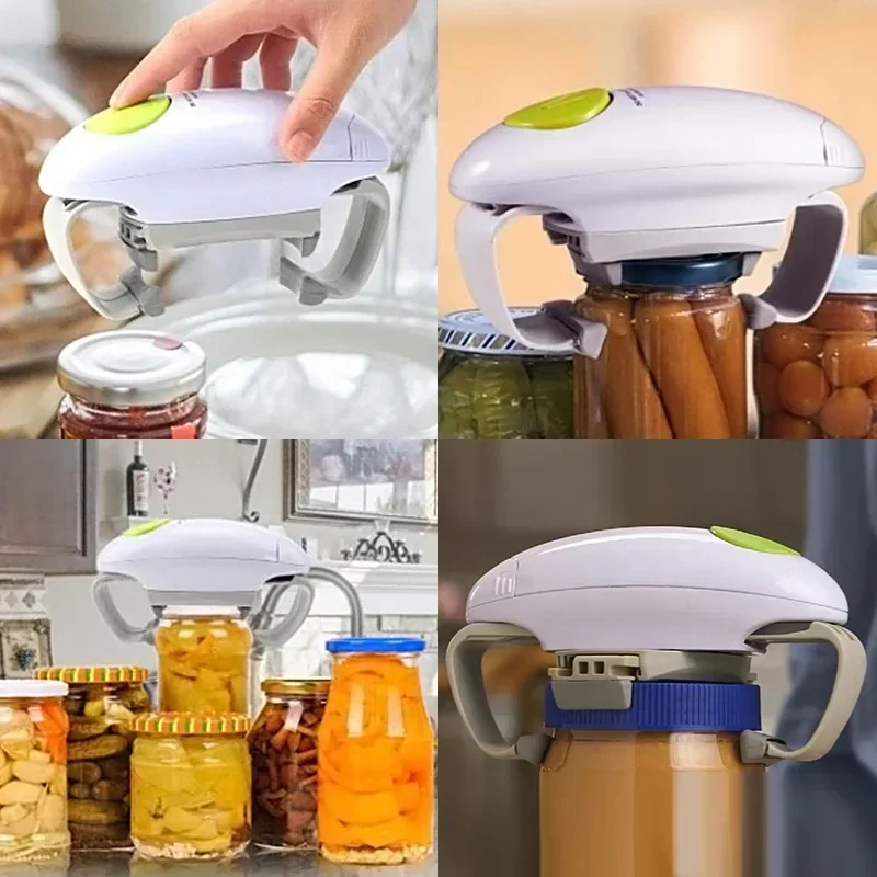 

Electric Can Bottle Lid Opener Binaural One-key Automatic Restaurant Screw Cap Handheld Kitchen Gadget Jar Glass Bottle Tin Tool