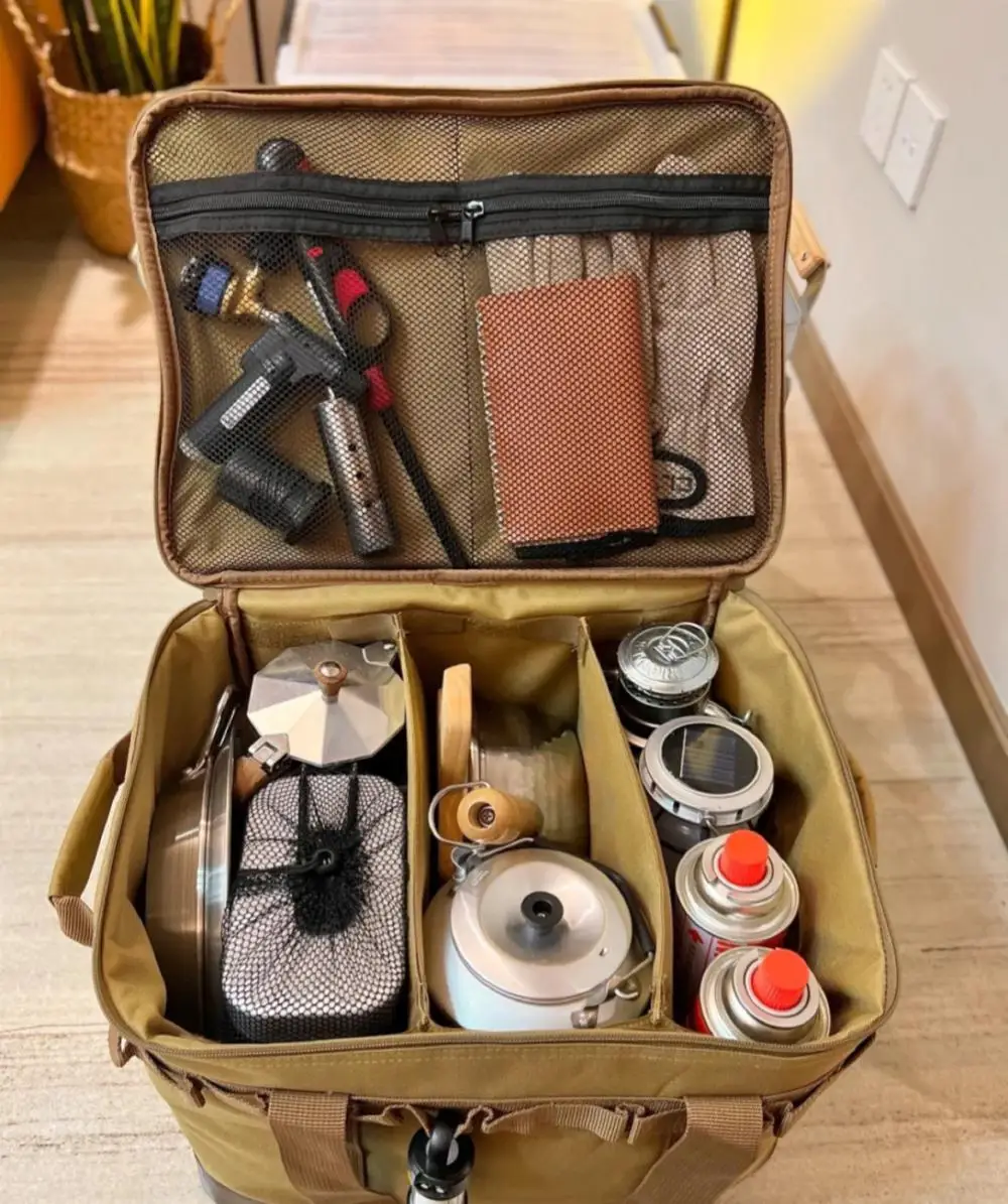 Portable Camping Storage Bag Waterproof Large Volume Picnic Bag Camping Lamps Gas Stove Gas Canister Pot Carry Storage
