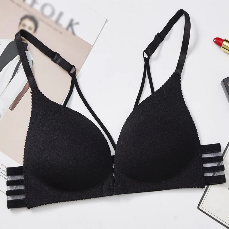 

Women Front Closure Bras Criss-Cross Beauty Back Padded Bralette Adjustable Push Up Underwear Smooth Lingerie Bras top mujer