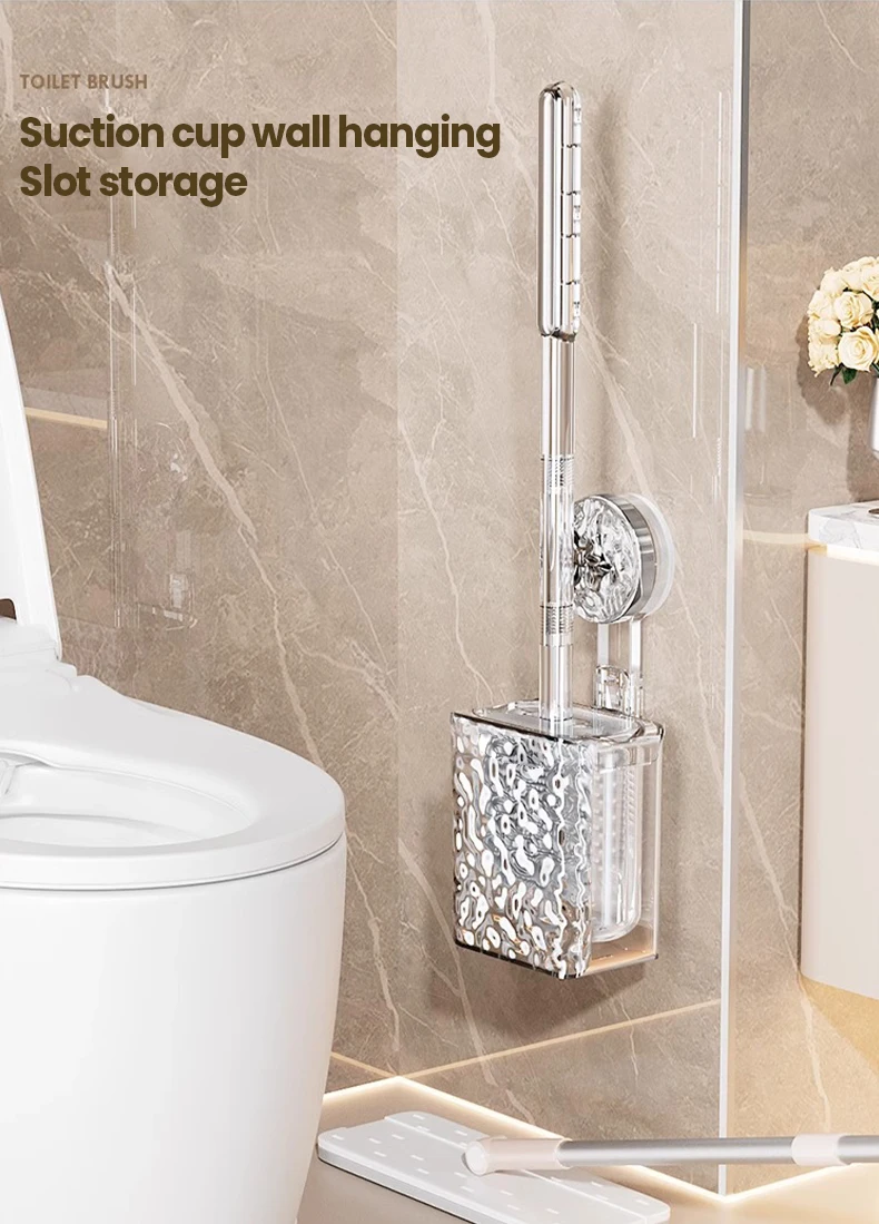 Description Picture 4 of itemBathroom Toilet Brush With Glacier Pattern Suction Cup Wall Mounted Long Handle Toilet Brush Bathroom Supplies
