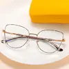 New Fashion Vintage Metal Eyeglasses For Nearsightedness Anti Blue Light Myopia Eyewear Elegant Purple Cat Eye Glasses Frame 3