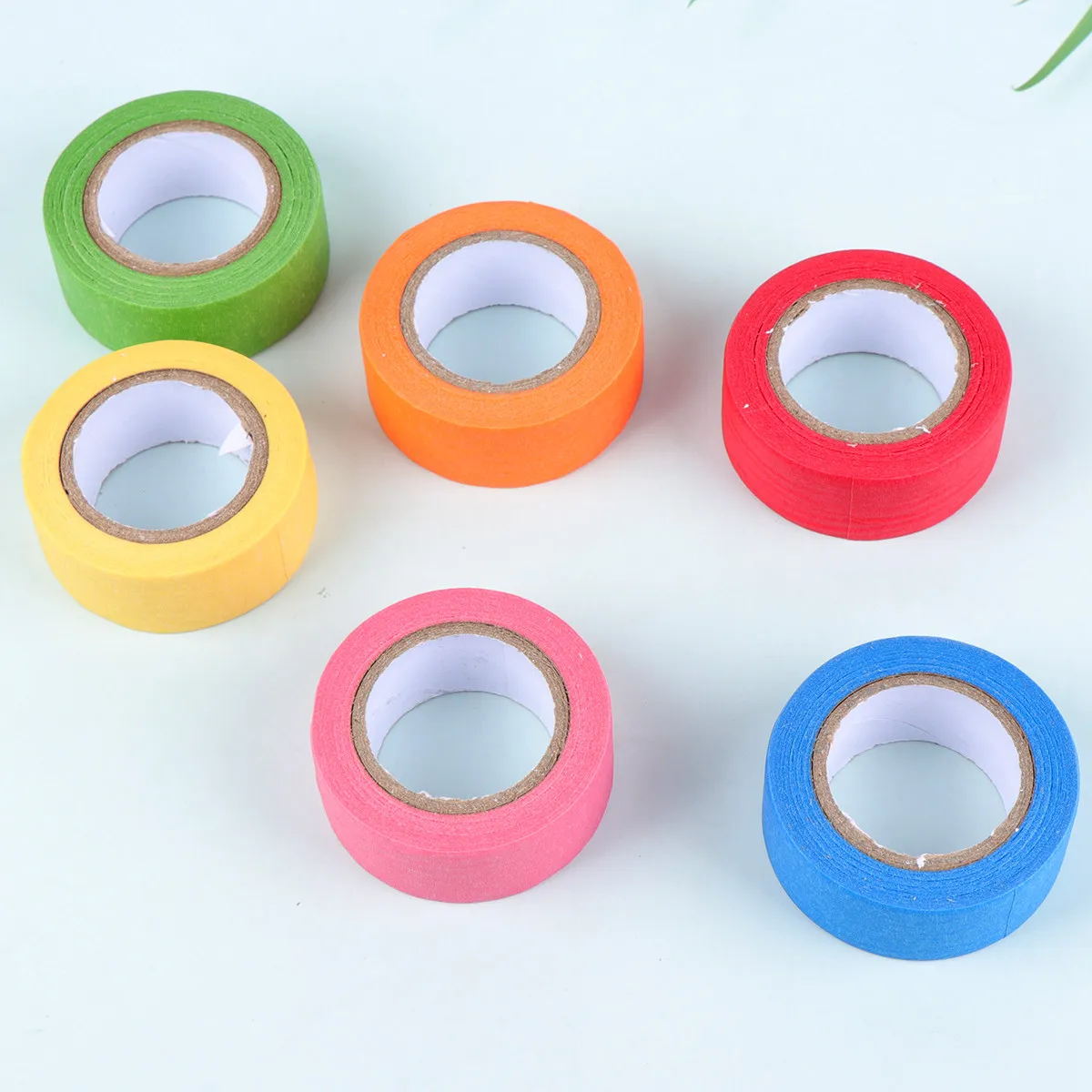 6개입 생생한 단색 마스킹 테이프 팩 24mm 12M 와시 스타일 종이 테이프 (가정, 사무실, 학교, 이사, 주방, 색상 코드 분류용)