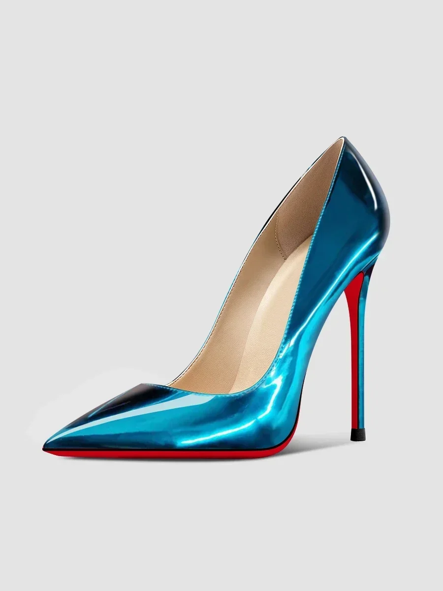 2025 New 12cm Black Ultra High Heels Women's Chop Men's Thin Heels Flirting on Bed Large Sexy Pointed  Single Shoes 3