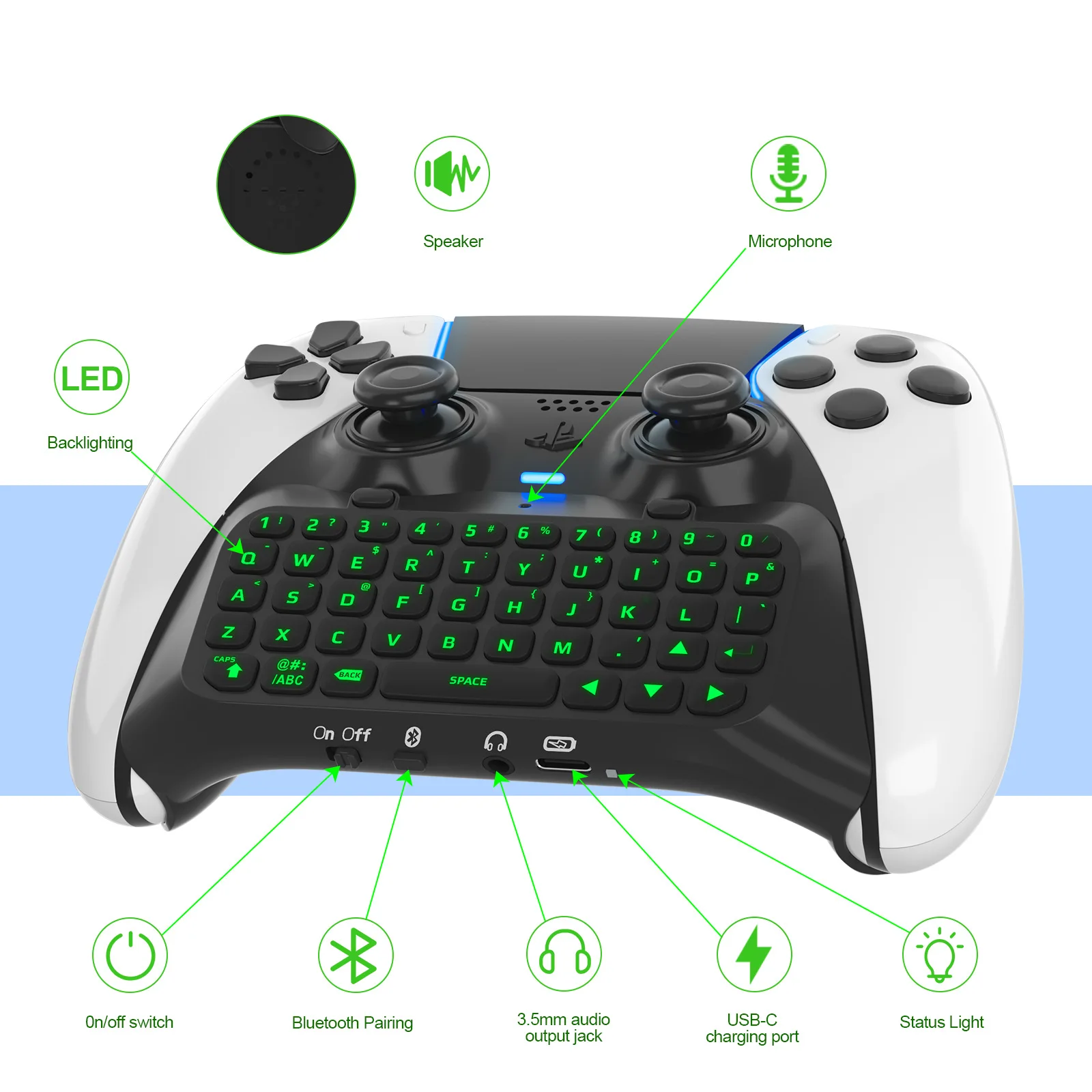 JYS-P5172 For Elite PS5 Elite Handle Wireless Bluetooth External Keyboard Internal Speaker for Voice Chat Input