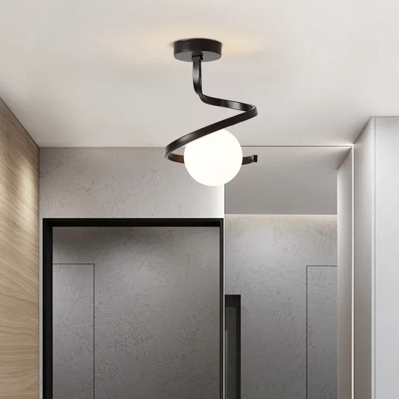 Nordic Led Ceiling Lamp For Home Bathroom Corridor Aisle Porch Indoor Glass Ball Fixture Modern Wind Cloakroom Ceiling Light