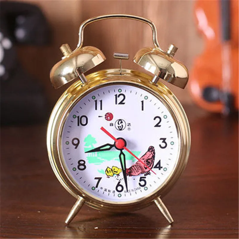 Ceise Horseshoe Mechanical Gold Alarm Clock Manual Wind Up Vintage Metal Clock Cute