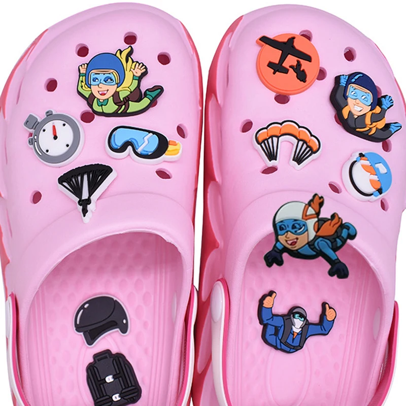

Hot Sale 1pcs PVC Parachuting Accessories for Crocs Charms Women Sandals Buckle Kids Pins Shoes Decoration Jeans Boy X-mas Gift