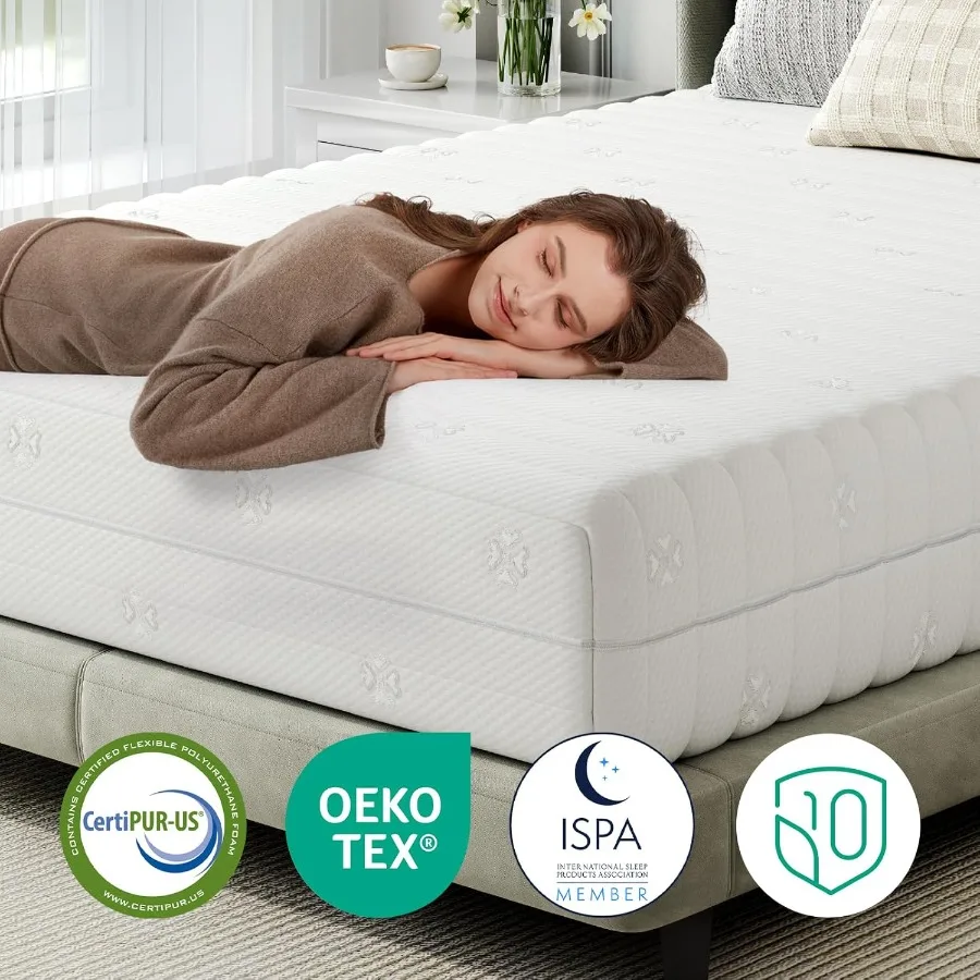 Queen Size 12 Inch Mattress with Air Cutting Design and Breathable Cover for Enhanced Cooling and Pressure Relief During Night