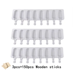 Silicone Ice Cream and Popsicle Mold - 8 Slot Ice Pop Maker and Baking Accessory (3pcs 8holes B)