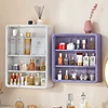 No Drill Bathroom Organizer – Multi-Layer Transparent Cosmetic Display Cabinet with Removable Shelves 1
