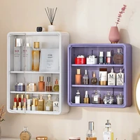 No Drill Bathroom Organizer – Multi-Layer Transparent Cosmetic Display Cabinet with Removable Shelves 1