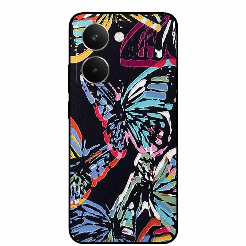 Vintage 3D Embossed Silicone Back Cover – Black Retro Design