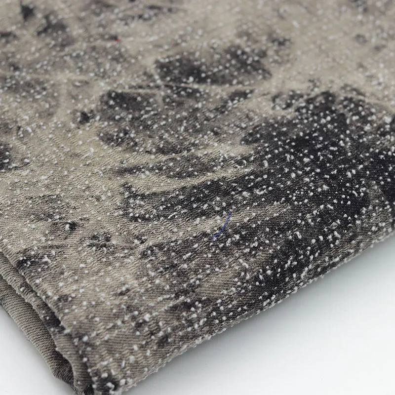 Wasteland Style Designer Black Tie-Dye Crochet Washed Denim Cloth Clothing Fabric High-End Handmade DIY Clothes Pants Fabric