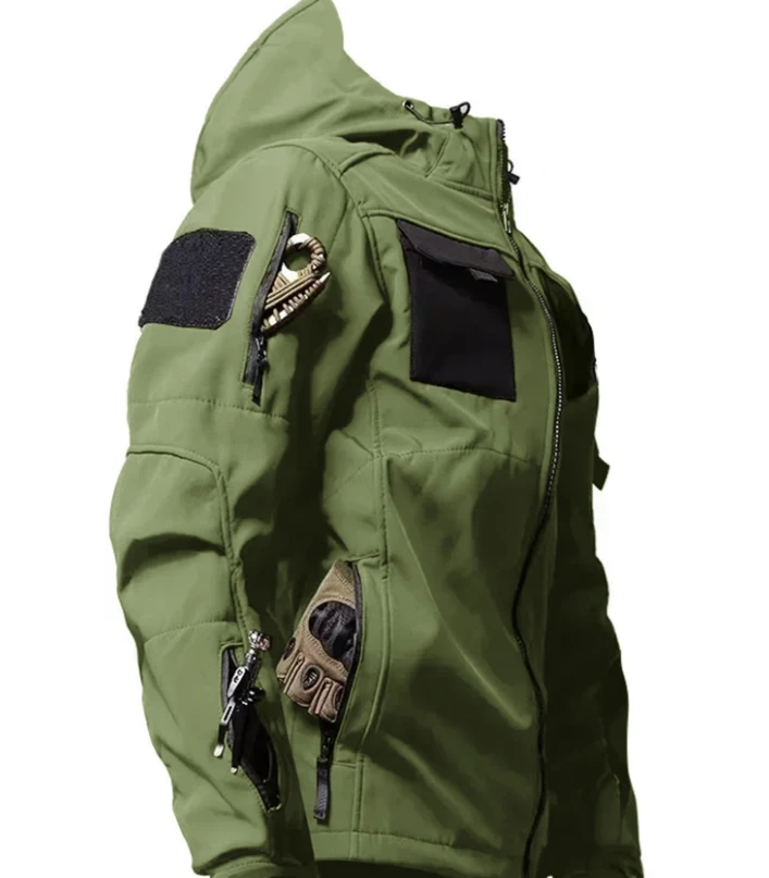 남성용 후드 플리스 사냥 재킷 - 아웃도어 소프트쉘 울 혼방 트렌치 코트 봄버