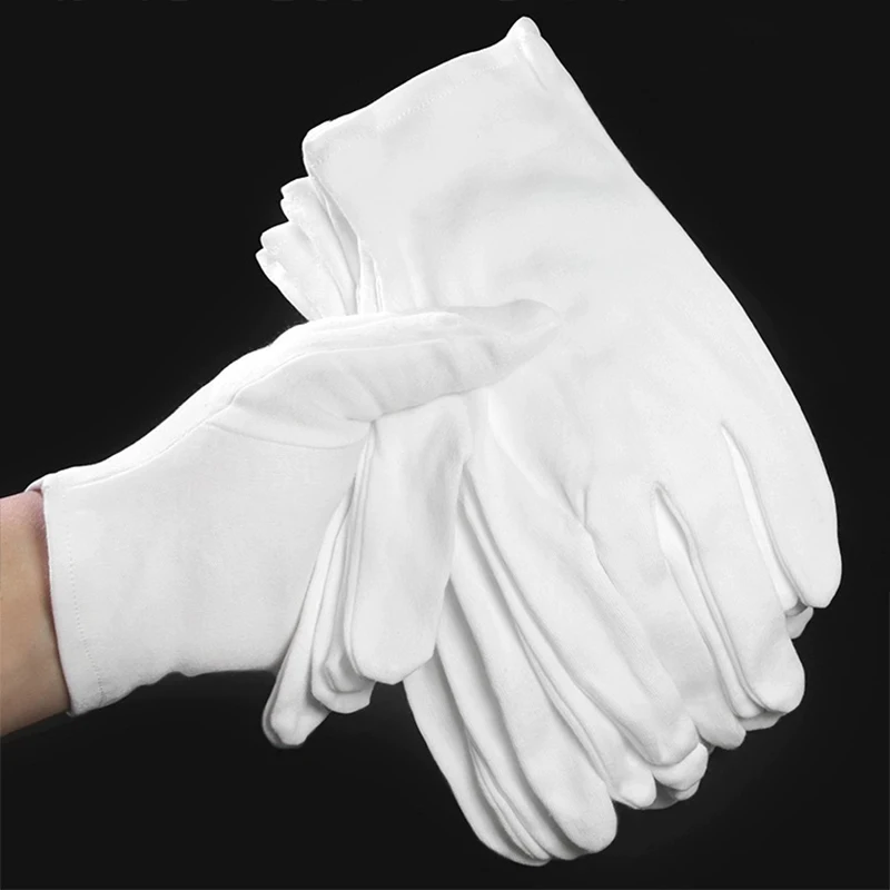 White Working Gloves Household Cleaning Tools Cotton Car Repair Factory Labor Insurance Glove High Stretch Mittens 1/10Pairs