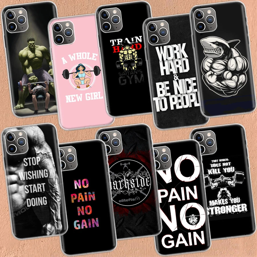 Bodybuilding Gym Fitness muscles Phone Case For Apple Iphone 11 12 Mini 13 Pro Max SE 2020 X XS XR 8 Plus 7 6 6S 5 5S SE Cover S iphone 12 pro max cover