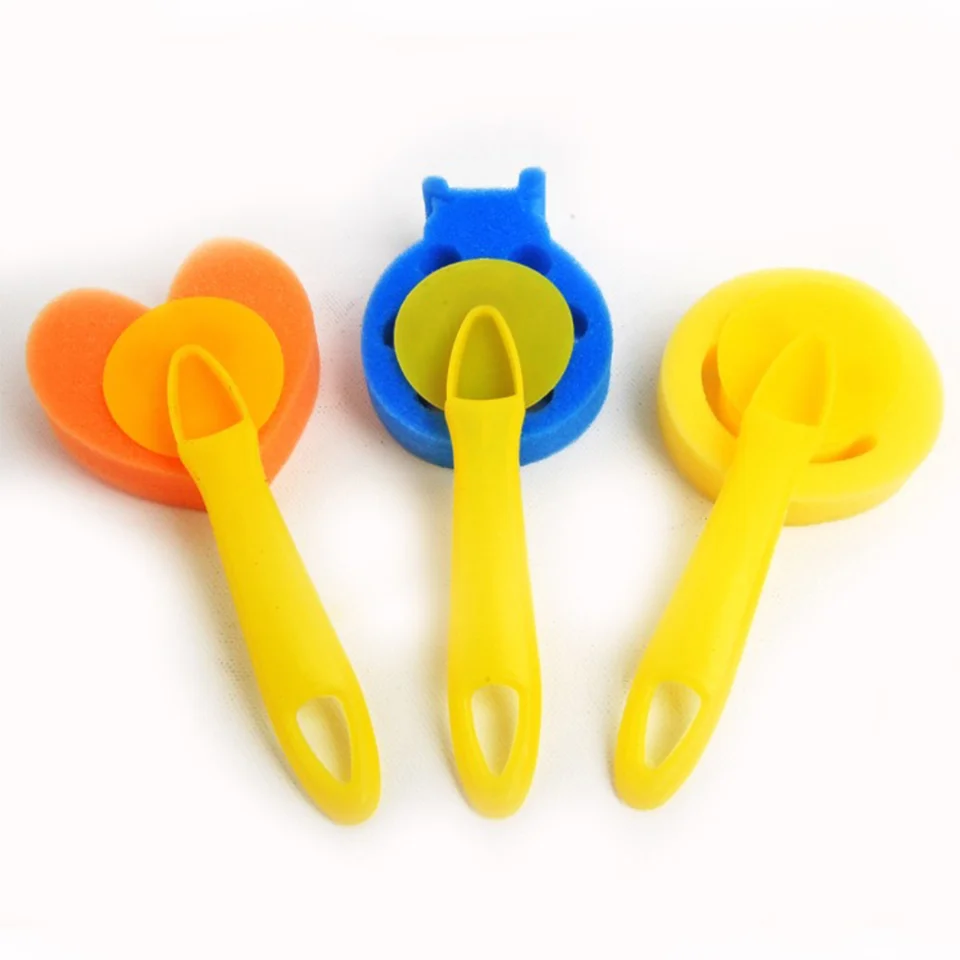 Set 10 Pennelli In Spugna Per Pittura - Manico In Legno, Testa Smussata Da 2,5 Cm, Lavabili E Riutilizzabili, Per Arte E Artigianato