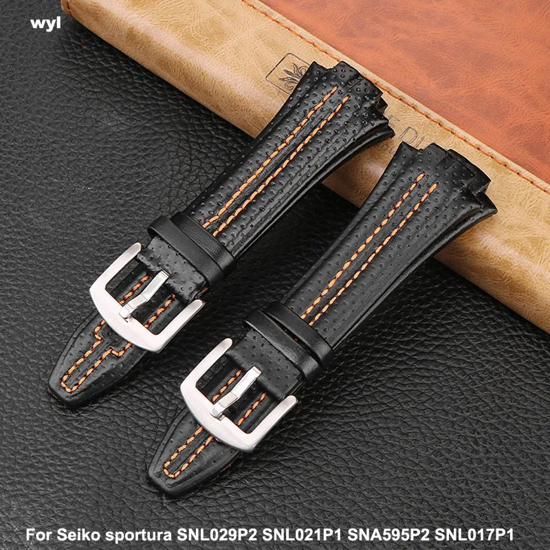 

Genuine Leather Watch Strap for Seiko sportura SNL029P2 SNL021P1 SNA595P2 SNL017P1 Watchbands Bracelet 27*15mm