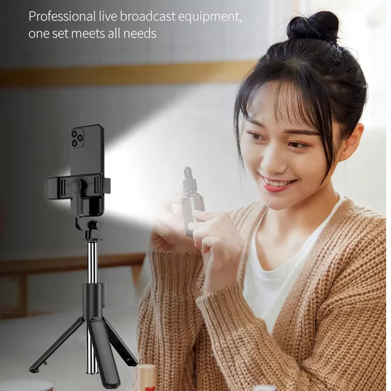 Portable Selfie Stick Tripod with Bluetooth Remote & LED Light