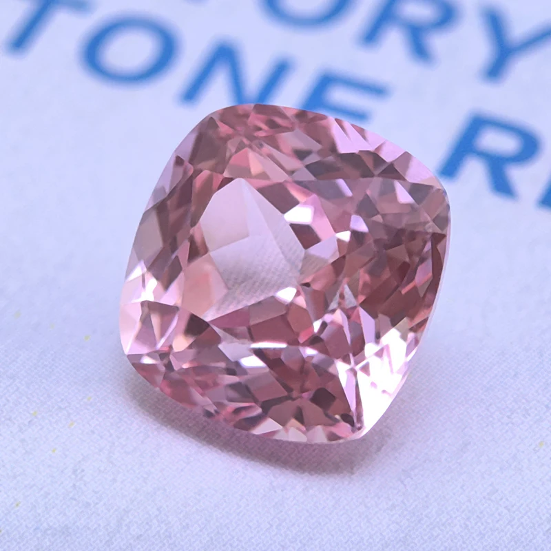 Lab Grown Sapphire Sunrise Pink Color Square Cushion Shape Charms Beads for Diy Jewelry Making Ring Selectable AGL Certificate