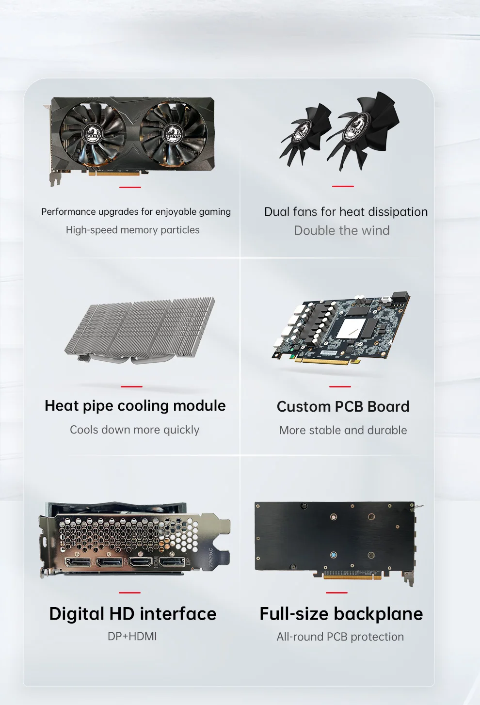Description Picture 3 of itemSOYO Full New AMD Radeon RX5700XT 8GB Gaming Graphics Card GDDR6 Video Memory 256Bit PCIEx16 4.0 for Desktop Computer Video Card