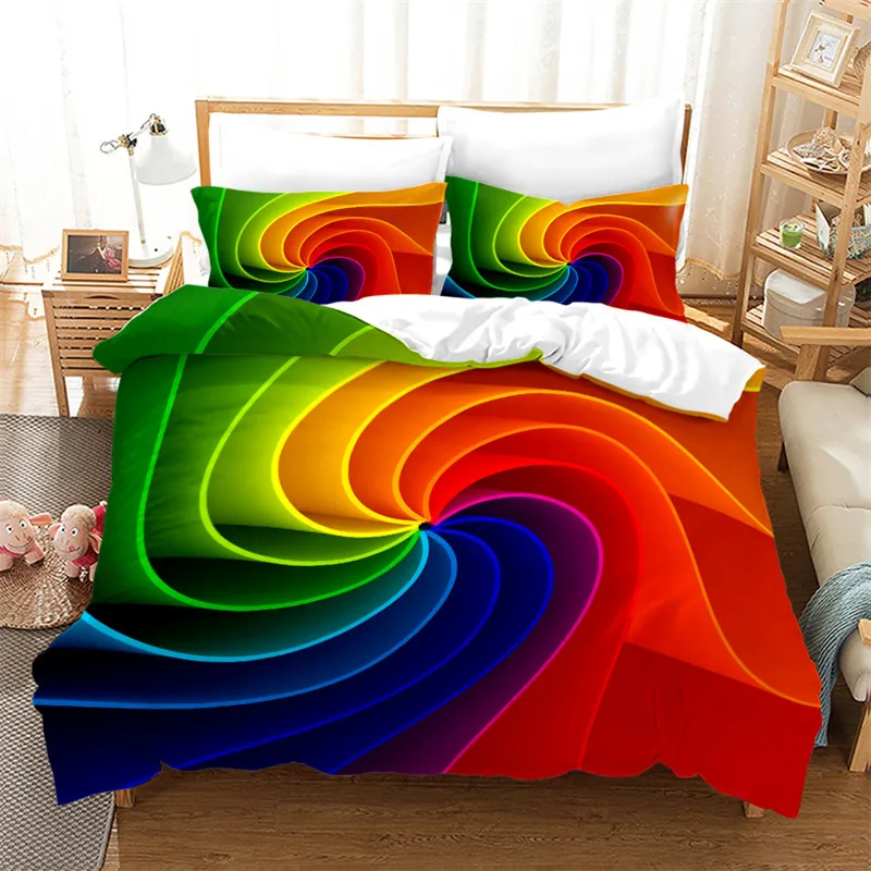 

Superior Colorful Rainbow Duvet Cover Print Bedding Set King Size For Kid Teen Girls Microfiber Boho Comforter Cover Pillowcases