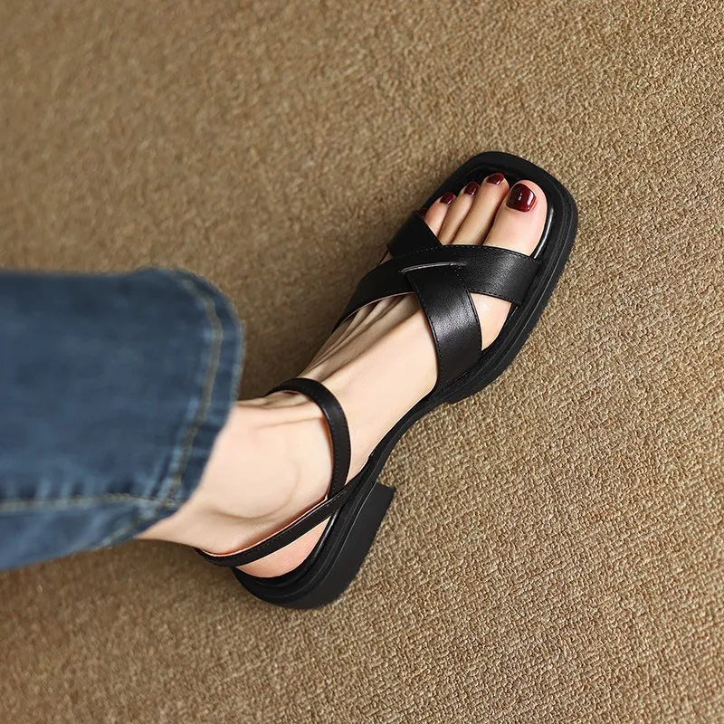 

Сандалии женские с нескользящей резиновой подошвой, модная обувь на плоской подошве, римские ремешки, лето