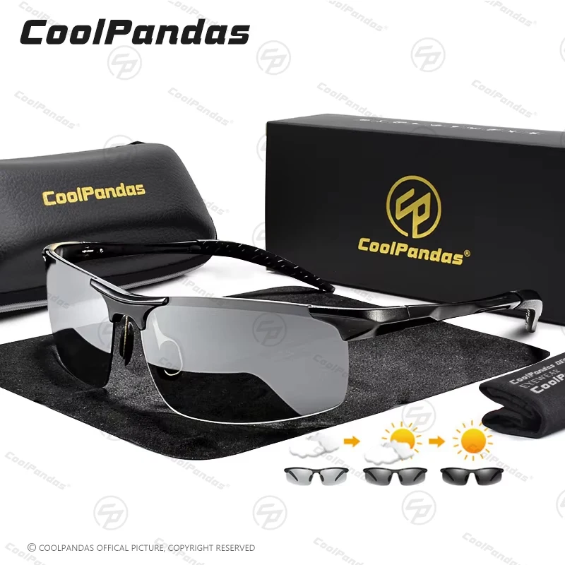 COOLPANDAS Aluminum Photochromic Polarized Sunglasses Men Anti-Glare Driving Glasses Chameleon Goggles UV400 gafas de sol hombre
