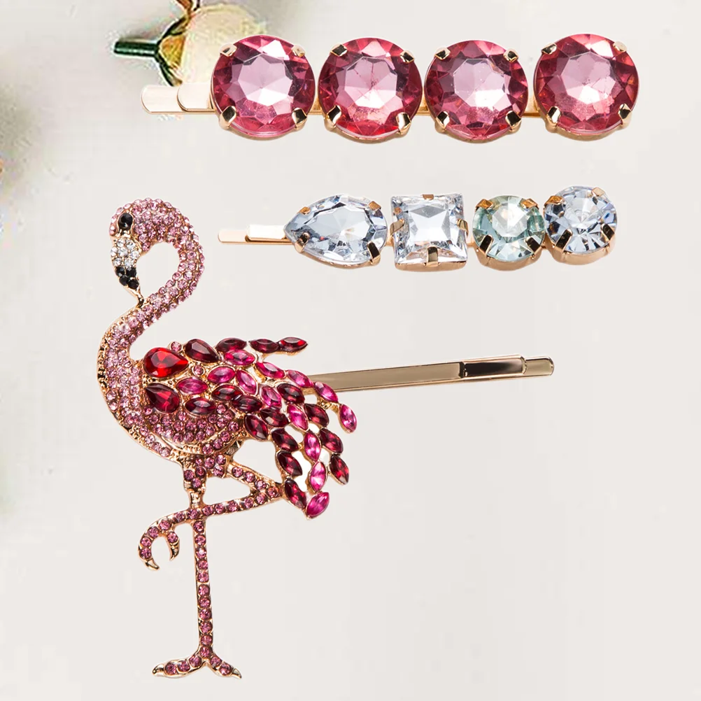 

3 Pcs Rhinestone Clip Hair Pin Women Clips Barrettes Hairpin Diamond